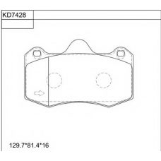 KD7428 ASIMCO Комплект тормозных колодок, дисковый тормоз