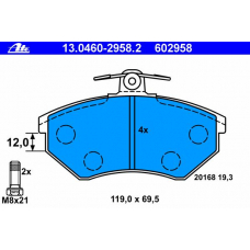 13.0460-2958.2 ATE Комплект тормозных колодок, дисковый тормоз