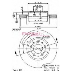 24453 V METZGER Тормозной диск