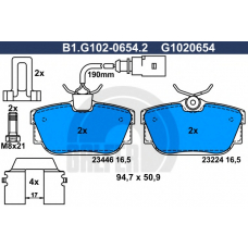 B1.G102-0654.2 GALFER Комплект тормозных колодок, дисковый тормоз