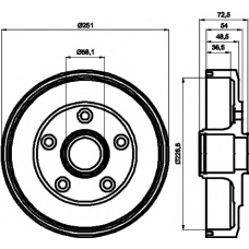 8DT 355 301-301 HELLA PAGID Тормозной барабан