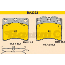 BA2322 BARUM Комплект тормозных колодок, дисковый тормоз