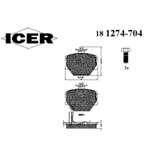 181274-704 ICER Комплект тормозных колодок, дисковый тормоз