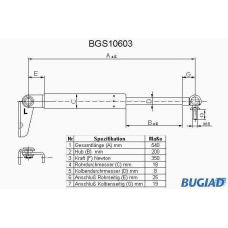 BGS10603 BUGIAD Газовая пружина, крышка багажник