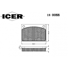 180088 ICER Комплект тормозных колодок, дисковый тормоз