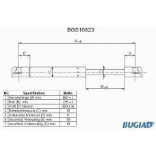 BGS10823 BUGIAD Газовая пружина, крышка багажник