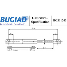 BGS11243 BUGIAD Газовая пружина, крышка багажник