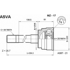 MZ-17 ASVA Шарнирный комплект, приводной вал