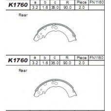 K1760 ASIMCO Комплект тормозных колодок