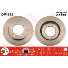 DF4912 TRW Тормозной диск
