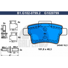 B1.G102-0799.2 GALFER Комплект тормозных колодок, дисковый тормоз