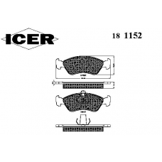 181152 ICER Комплект тормозных колодок, дисковый тормоз