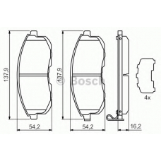 0 986 494 443 BOSCH Комплект тормозных колодок, дисковый тормоз