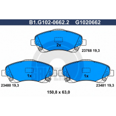 B1.G102-0662.2 GALFER Комплект тормозных колодок, дисковый тормоз