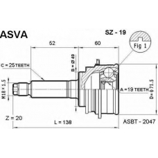 SZ-19 ASVA Шарнирный комплект, приводной вал