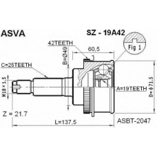 SZ-19A42 ASVA Шарнирный комплект, приводной вал