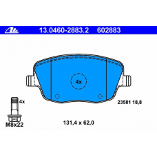 13.0460-2883.2 ATE Комплект тормозных колодок, дисковый тормоз