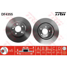 DF4355 TRW Тормозной диск