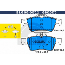 B1.G102-0670.2 GALFER Комплект тормозных колодок, дисковый тормоз