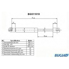 BGS11018 BUGIAD Газовая пружина, крышка багажник