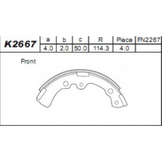 K2667 ASIMCO Комплект тормозных колодок