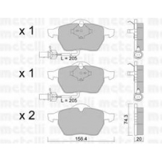 22-0181-3 METELLI Комплект тормозных колодок, дисковый тормоз