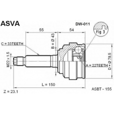 DW-011 ASVA Шарнирный комплект, приводной вал