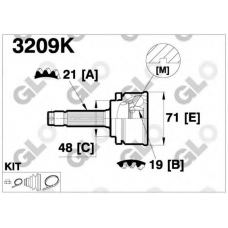 3209K GLO Шарнирный комплект, приводной вал