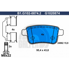 B1.G102-0874.2 GALFER Комплект тормозных колодок, дисковый тормоз