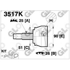 3517K GLO Шарнирный комплект, приводной вал