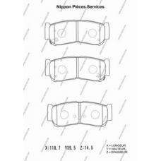 H361I08 NPS Комплект тормозных колодок, дисковый тормоз