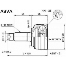 HN-36 ASVA Шарнирный комплект, приводной вал