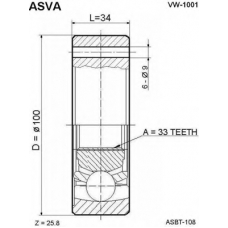 VW-1001 ASVA Шарнирный комплект, приводной вал