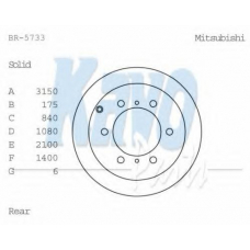 BR-5733 KAVO PARTS Тормозной диск