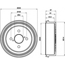 8DT 355 302-161 HELLA PAGID Тормозной барабан