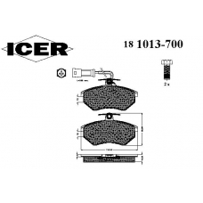 181013-700 ICER Комплект тормозных колодок, дисковый тормоз