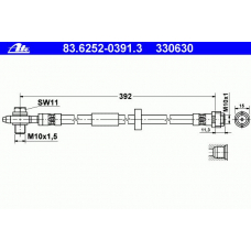 83.6252-0391.3 ATE Тормозной шланг