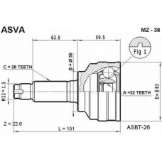 MZ-38 ASVA Шарнирный комплект, приводной вал