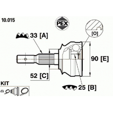 10.015 PEX Шарнир, приводной вал