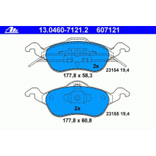 13.0460-7121.2 ATE Комплект тормозных колодок, дисковый тормоз