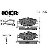 181527 ICER Комплект тормозных колодок, дисковый тормоз