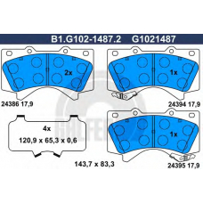 B1.G102-1487.2 GALFER Комплект тормозных колодок, дисковый тормоз