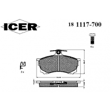 181117-700 ICER Комплект тормозных колодок, дисковый тормоз