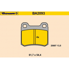 BA2093 BARUM Комплект тормозных колодок, дисковый тормоз