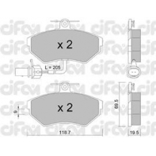 822-215-2 CIFAM Комплект тормозных колодок, дисковый тормоз