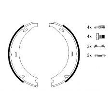 0 986 487 543 BOSCH Комплект тормозных колодок, стояночная тормозная с