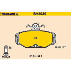 BA2030 BARUM Комплект тормозных колодок, дисковый тормоз