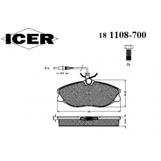 181108-700 ICER Комплект тормозных колодок, дисковый тормоз