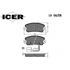 180658 ICER Комплект тормозных колодок, дисковый тормоз