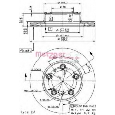 24921 METZGER Тормозной диск